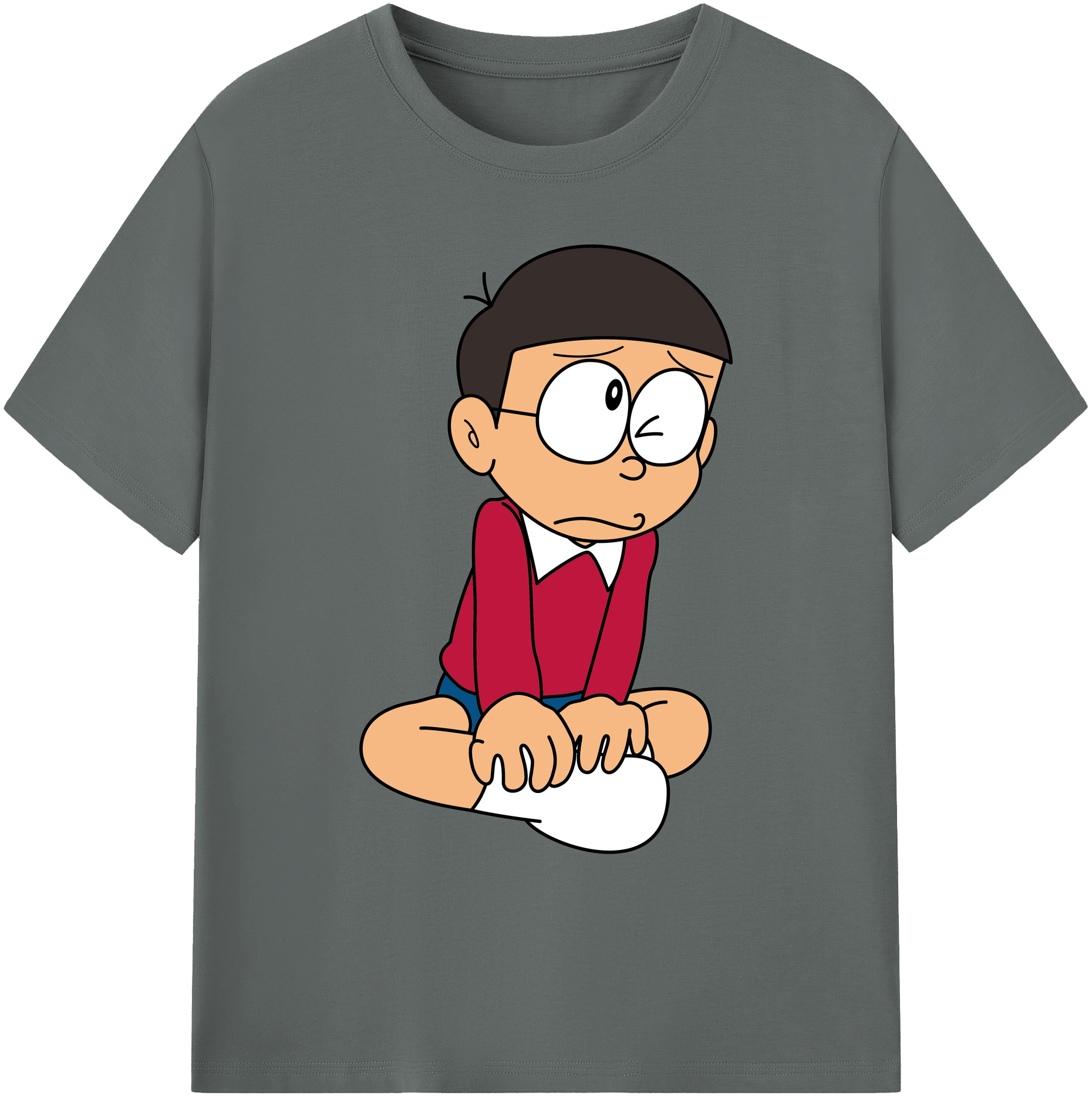 （画像用） ドラえもん 野比 のび太 Doraemon Nobita Nobi 綿100％ メンズ半袖Tシャツ｜肌触りやわらか＆通気性